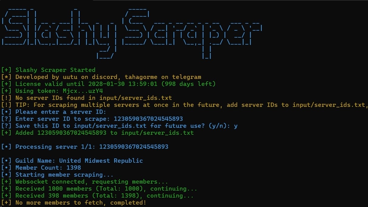 Slashy Scraper Interface Screenshot
